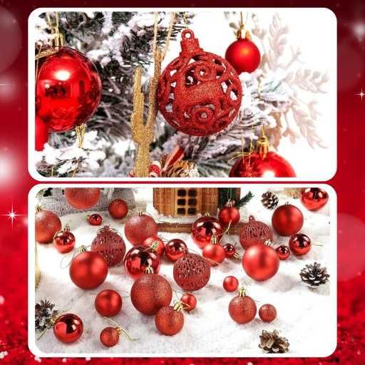 Bombki choinkowe na choinkę zestaw XXL czerwone 100 + gwiazda NOWE