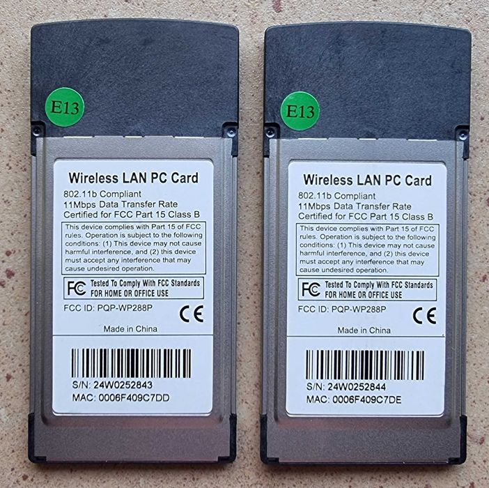 Interface PCMCIA karty WI-FI AMD-1722 do laptopa cena za 2 szt.