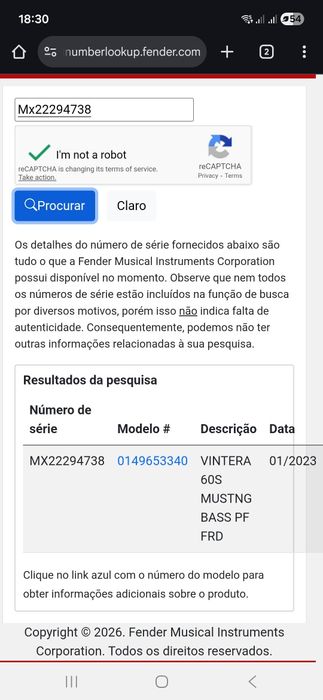 Baixo fender Mustang vintera