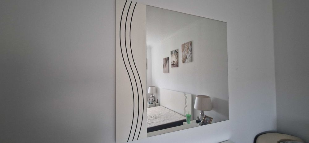 Quarto completo design modern branco cama de casal sem colchão 2 mesas de cabeceiras comoda espelho o segunda mão