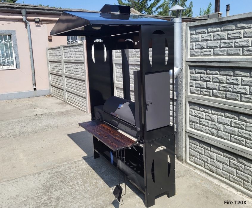 • 4мм! ПОСИЛЕНИЙ Мангал 4в1 з Дахом/Кришею, Коптильня та Піч Під Казан