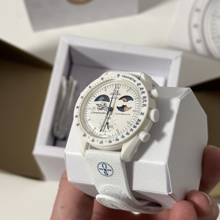 Omega x Swatch MoonSwatch Mission to the Moonphase Full Moon komplet, biały