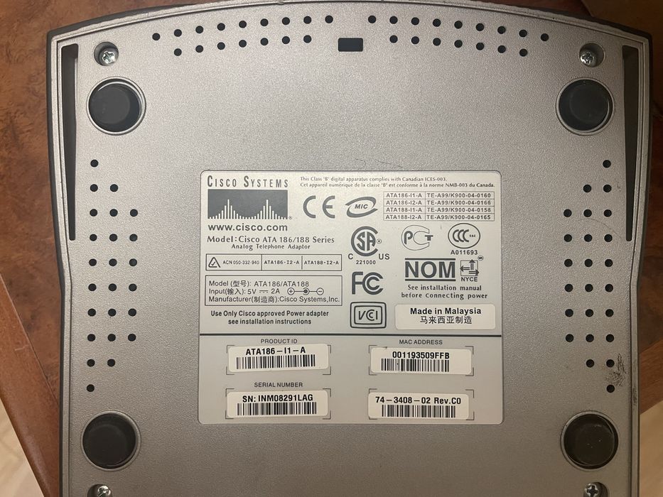 Телефонний адаптер Cisco ATA186 (sip шлюз)