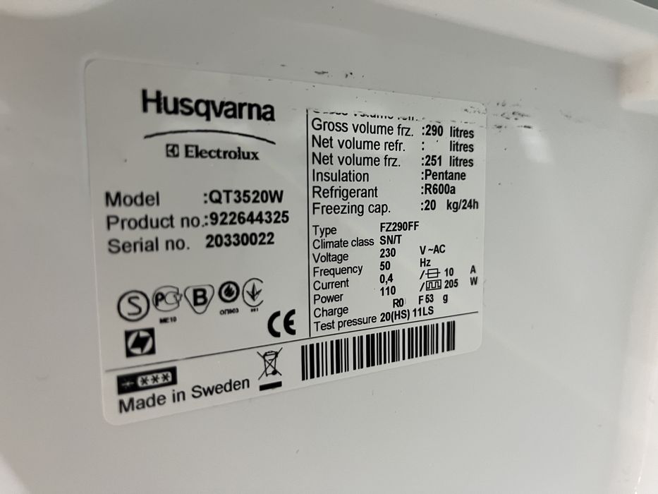 Duża zamrażarka Husqvarna noFrost