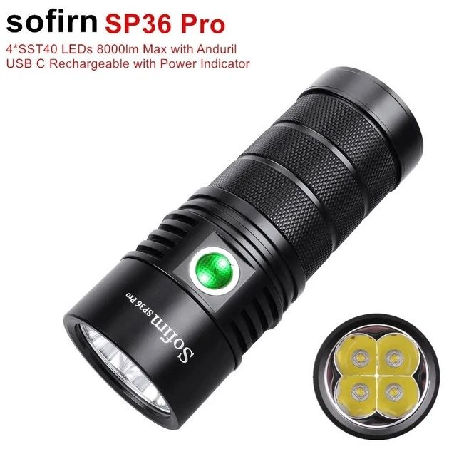 Sofirn SP36PRO 8000Люмен, 423м, USB Type-C, комплект з АКБ 3*18650