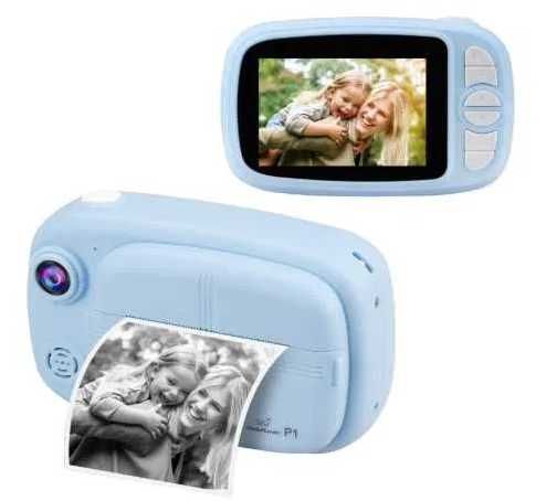 Cyfrowy aparat dla dzieci z natychmiastowym wydrukiem niebieski