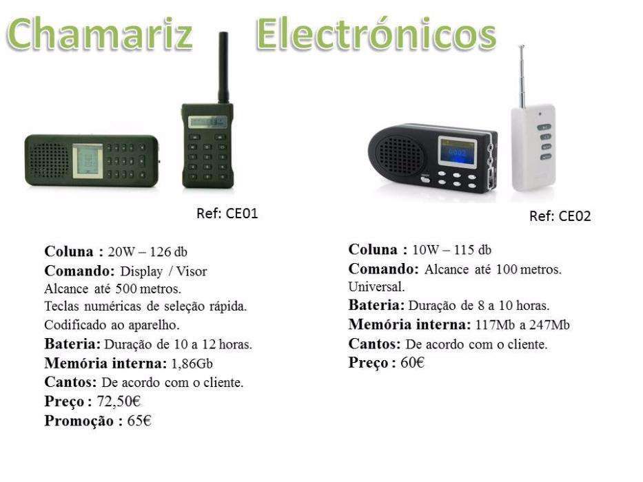 Chamariz electrónico com comando alcance 500 metros