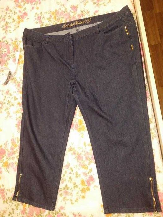 жіночі стрейчеві джинси кюлоти капрі з заклепками батал