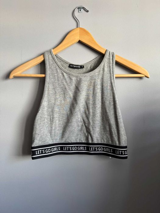szary bawełniany crop top Terranova
