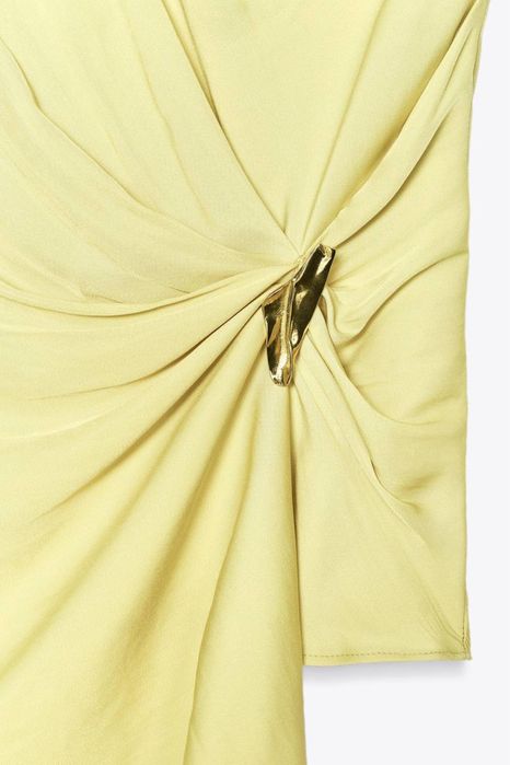 Розкішний сатиновий салатовий асиметричний топ zara