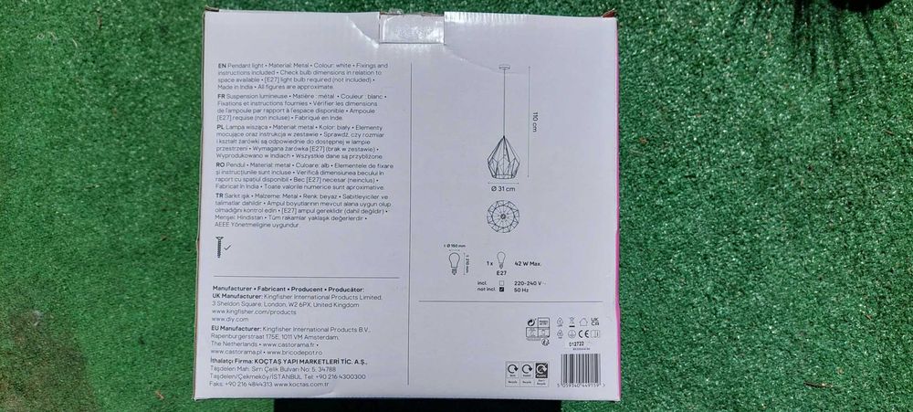 Lampa wisząca GoodHome Eradu 1-punktowa E27 biała-nowa