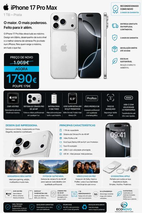 EN Apple iPhone 17 Pro Max 1 TB Prata