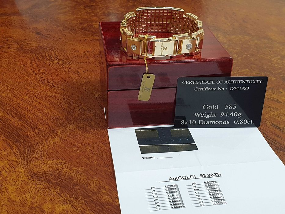 ZŁOTA BRANSOLETKA Waga-94,4 gr.Z Diamentami-585próba-Ręcznie Robiona.