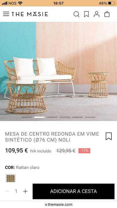 “mesa”  de vidro e rattan natural só estrutura