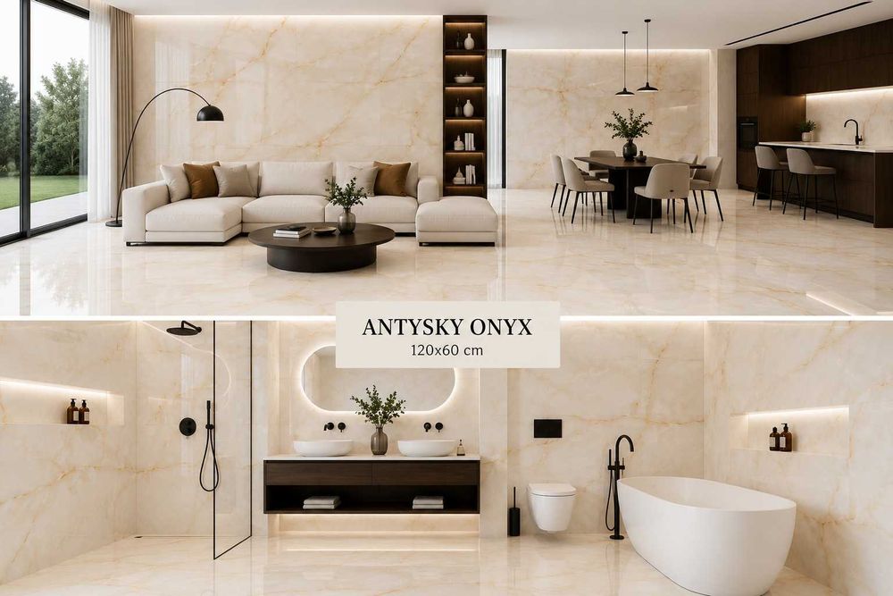 Płytki ceramiczne podłogowe Antysky Onyx Poler gres rektyfikowane 60x120 Gat. 1