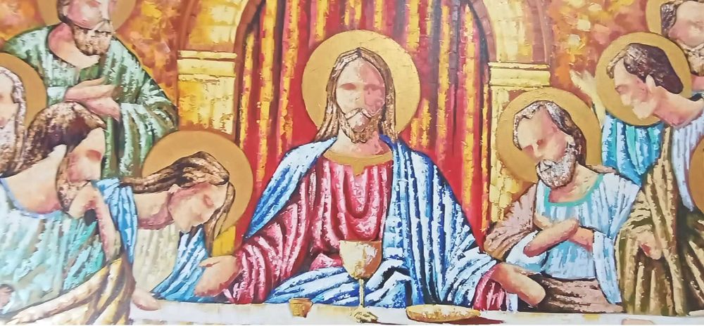 Quadro / Pintura óleo sobre tela santa ceia