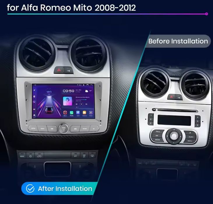 Rádio android Alfa romeo Mito 2008-19 Carplay GPS wifi 2/32GB novo