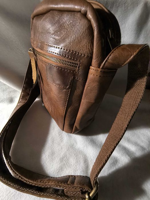 Saszetka męska, brązowa, skóra