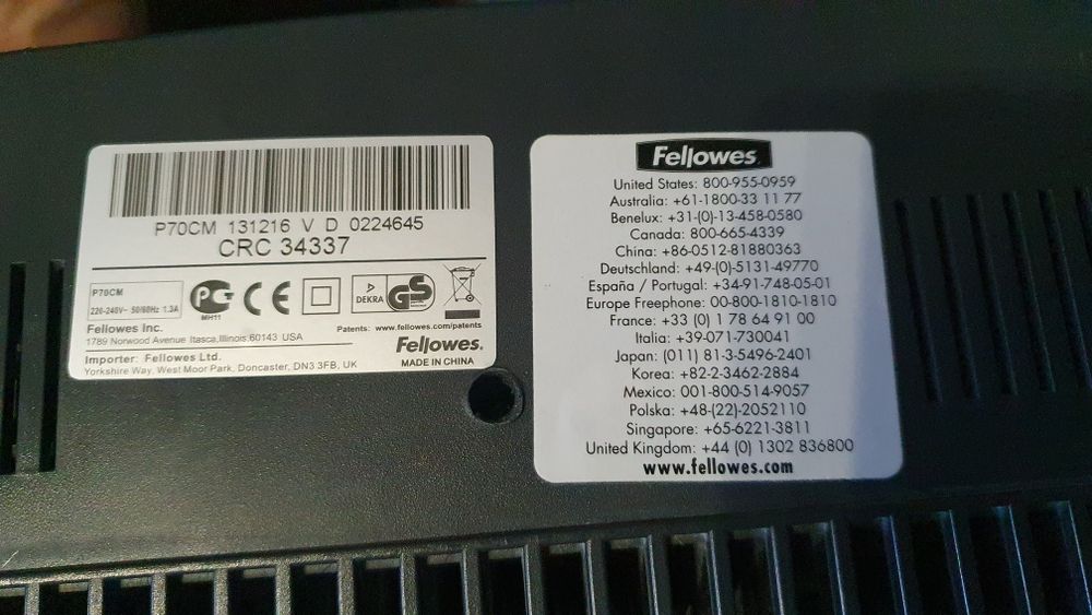 Шредер, знищувач паперу Fellowes p70cm, Comix S340