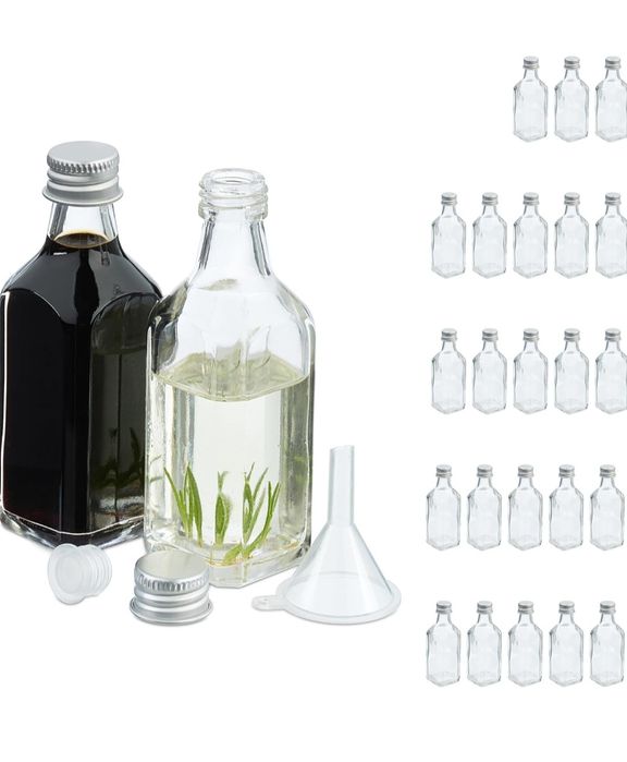 Relaxdays Małe butelki, zestaw 20 sztuk, 50 ml, szklane