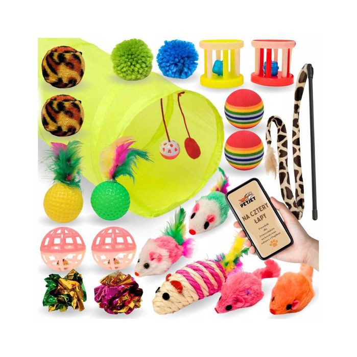 zestaw zabawek dla kota interaktywny tunel piłeczki 21 elementów