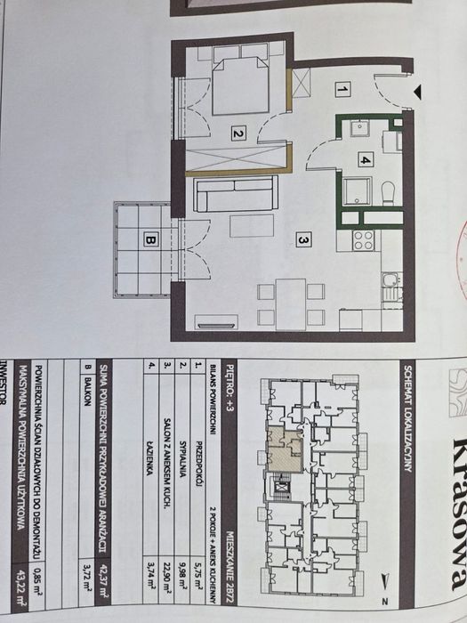 Mieszkanie dolina krasowa 43.22mkw