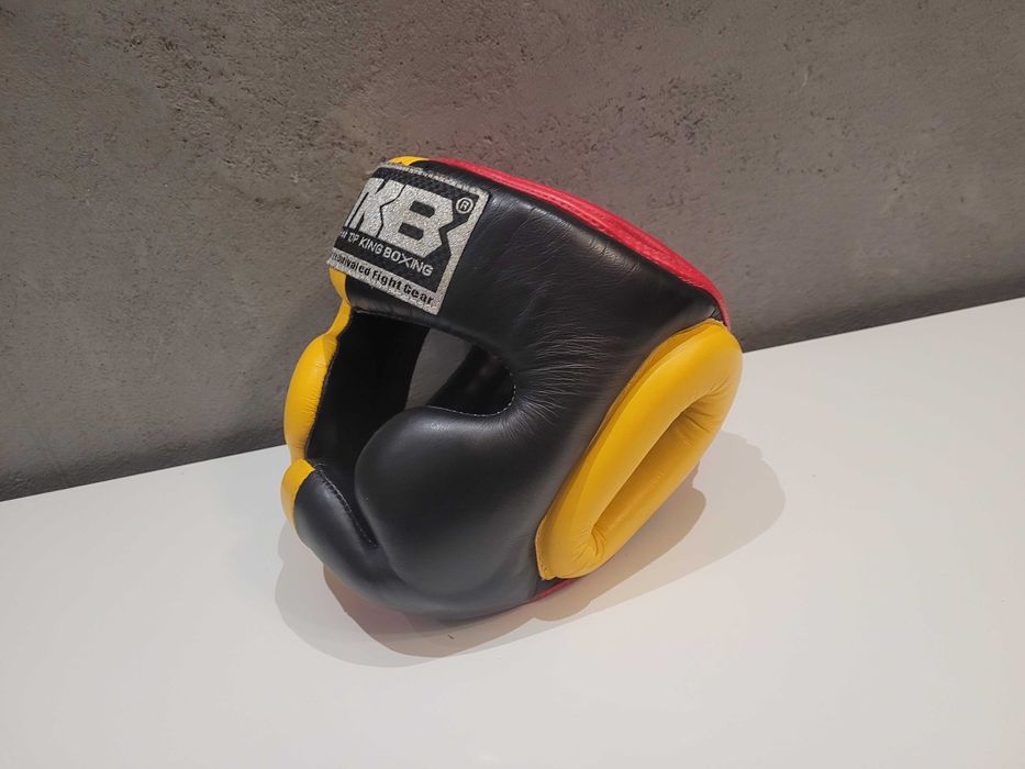 TOP KING Kask Bokserski Sparingowy Extra Coverage Żółto-Czarny roz. M