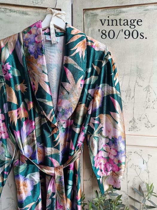 Szlafrok bathrobe vintage '80/90s. XL biust 60x2 Syria Aleppo satyna power dressing
