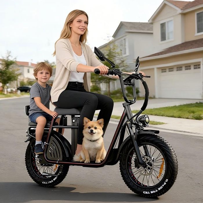 Mota Trotinete Elétrica com Fatbike, Longo Alcance, com Dois Lugares