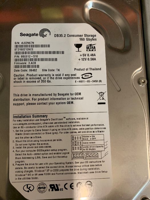 Disco IDE 160GB Seagate Novo64584561517826120