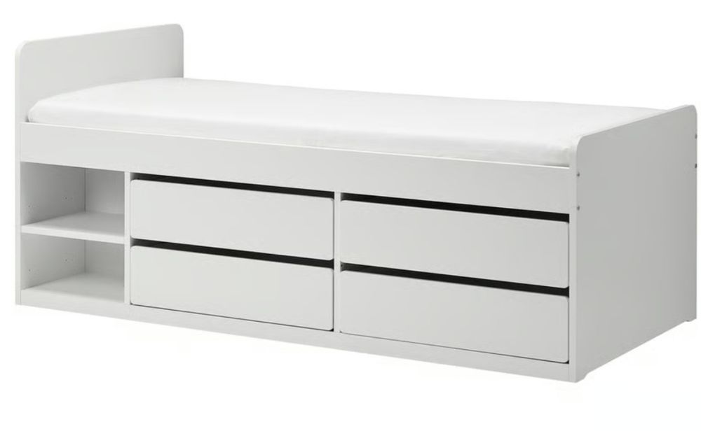 Cama solteiro branca