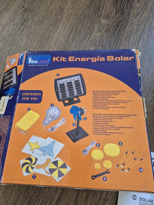 Jogo educativo kit energia solar, completo, como novo