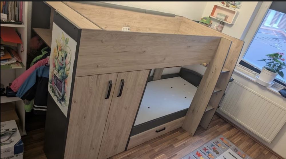 Beliche com arrumação, escadas e armário – moderno e robusto