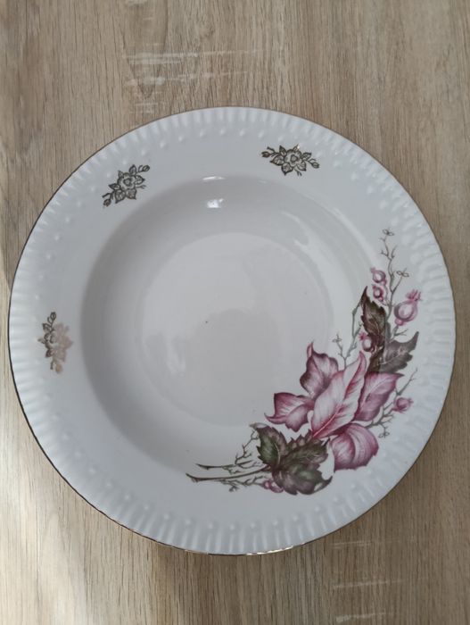 Тарілки фарфор ссср з квітковим принтом з позолотою 10 шт