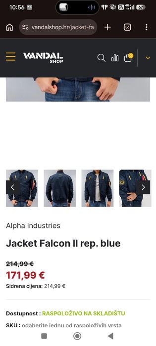 бомбер Alpha Industries Falcon II blue розмір S