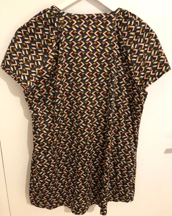 Esprit elegancka bluzka r. 40 L geometryczne wzory dekold v