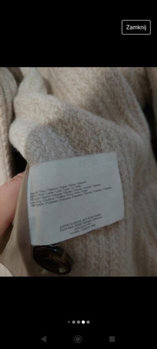 Jasny, kremowy, wełniany płaszcz Esprit. 40. Wool.