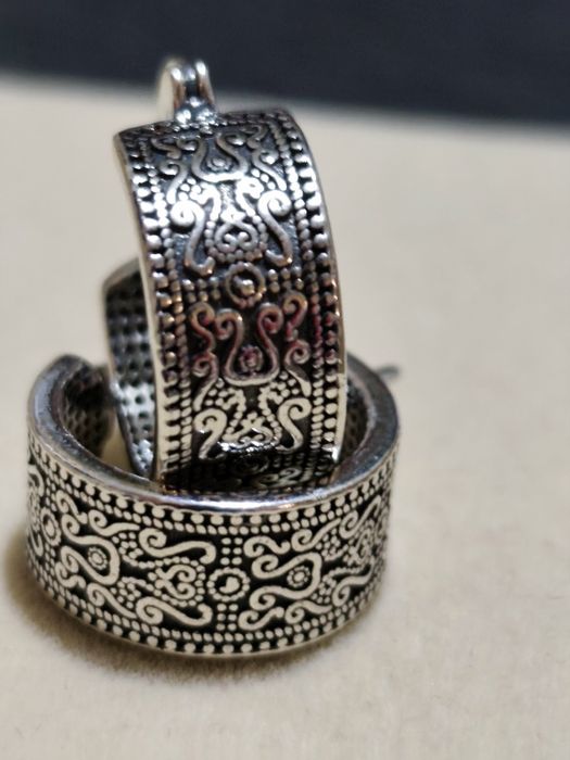 Posrebrzane kolczyki koła w stylu vintage boho