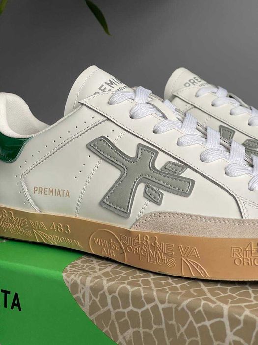 Premiata Stevend White Green Grey Beige Man
