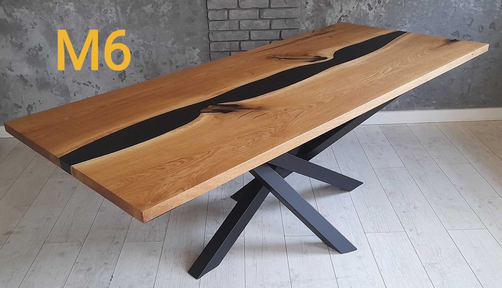 Stól z żywicą epoksydową, dąb,  jesion loft. Piękny!