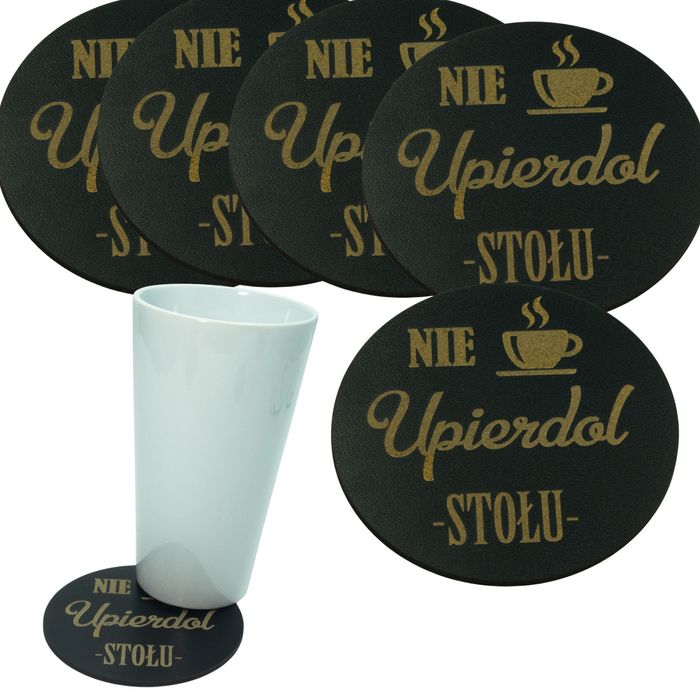 5x Podkładka pod kubek drewniana zestaw podkładki na stół Czarne