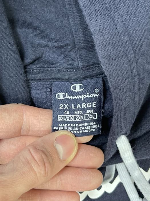 Champion кофта балахон 2XL размер толстовка синяя с принтом