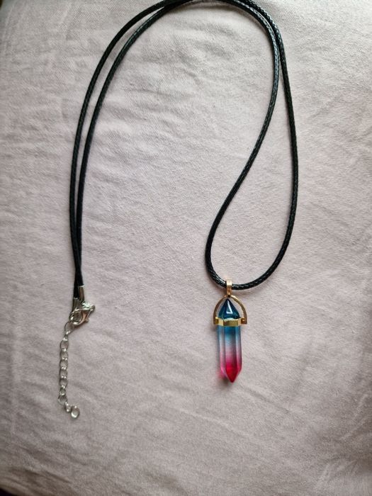 Naszyjnik z kryształem  amulet talizman alternative emo
handmade tańcu