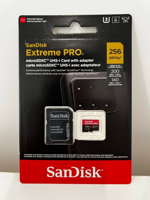 SanDisk microSDXC 256GB Extreme PRO V30 Class 10 (SDSQXCZ256GGN6MA)