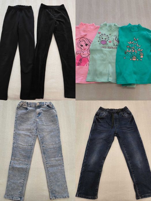 Пакет одягу для дівчинки 122-128 (теплі лосини і джинси, водолазки)