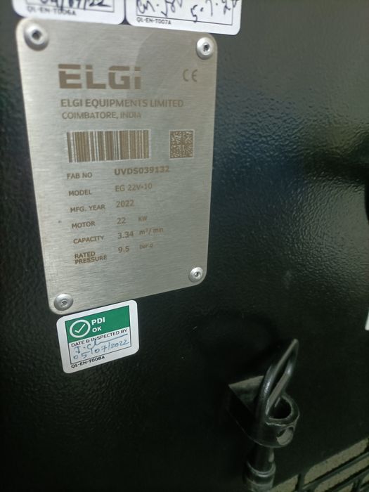 Compressor ar variador ELGI EG22Kw com secador refrigeração (30Hp)