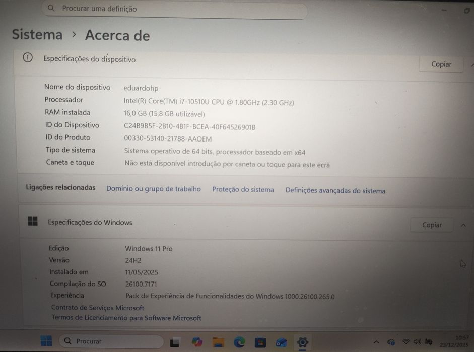 Portátil HP ZBook 14 G7 - i7 10th gen - 16/512 Gb - Como Novo