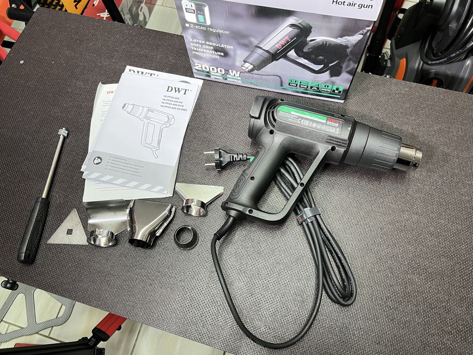 Строительный фен DWT HLPP20-600 + насадки На 2000 Вт