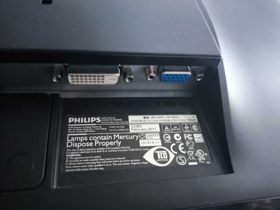 Monitor 21.5' Phillips 222e2 FullHD
