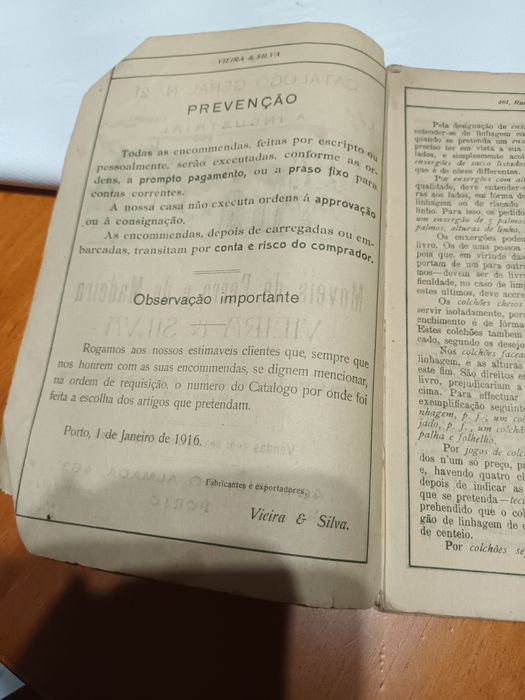Catálogo antigo de mobiliário  datado 1915